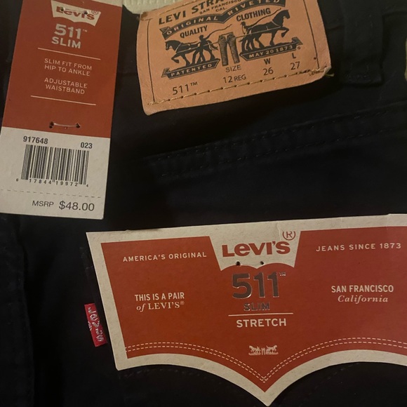 Levi Boys Black Jeans 512 SlumFit size 12 NWT - Picture 3 of 6